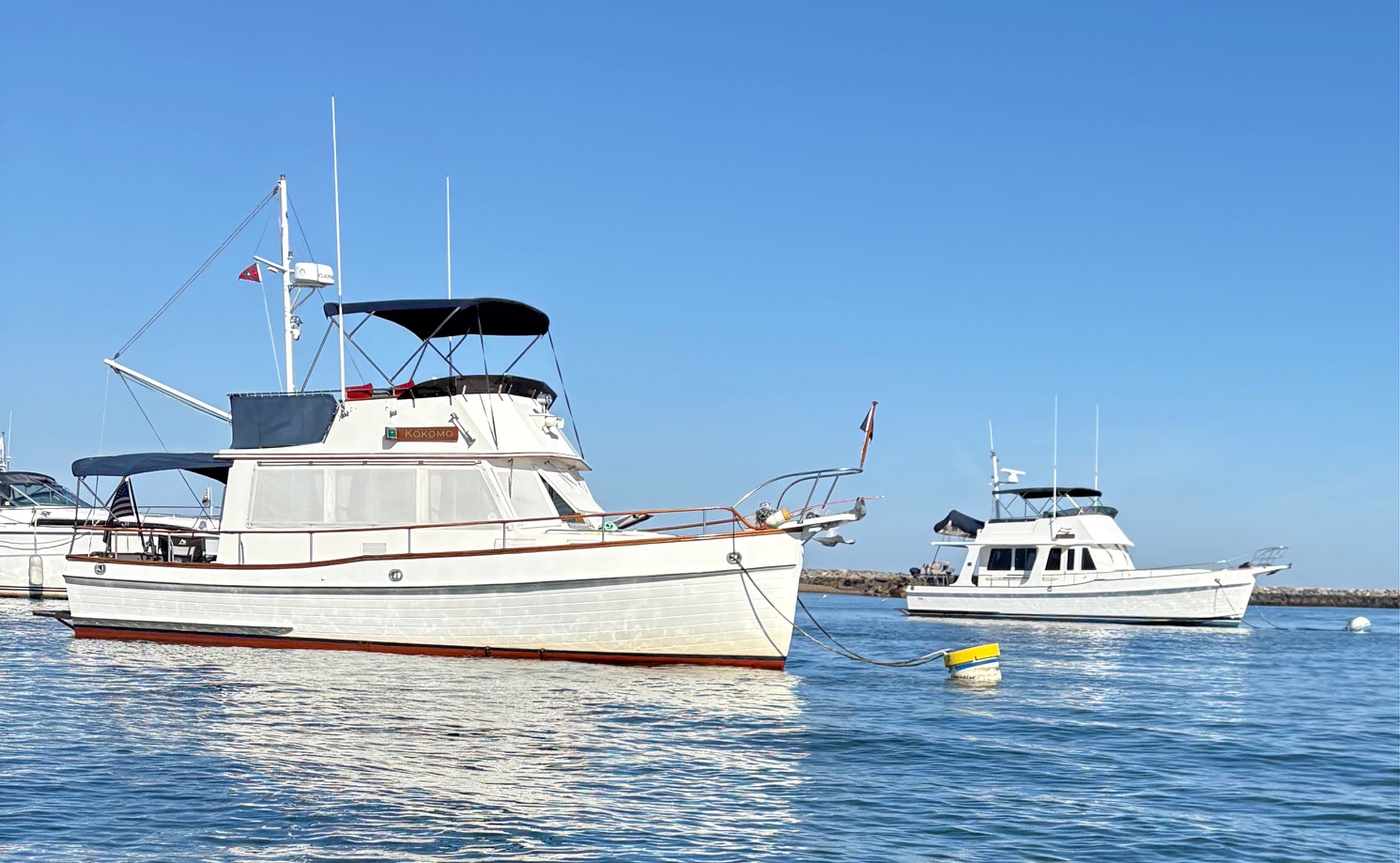 Grand Banks trawler cruising the New England coast